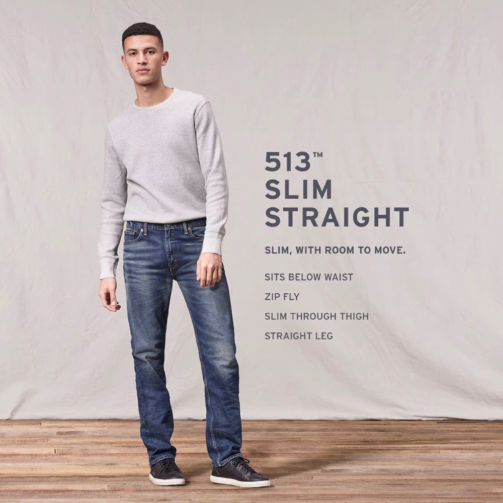 Levi 513 Black straight leg jeans